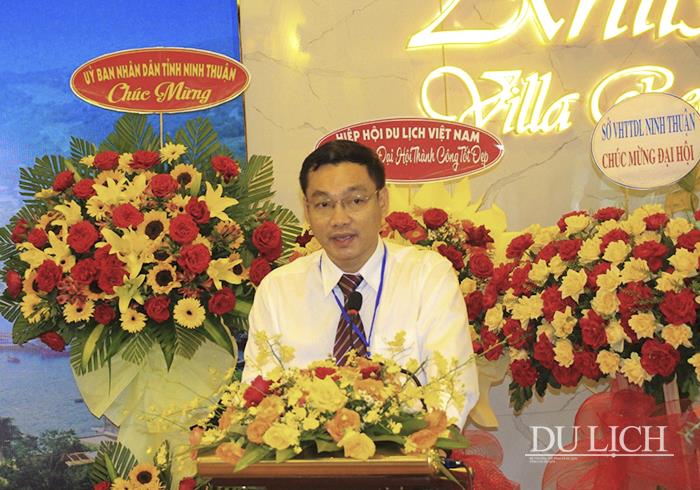 Ông Nguyễn Anh Vũ - Chủ tịch Hiệp hội Du lịch tỉnh Ninh Thuận phát biểu tại Đại hội.